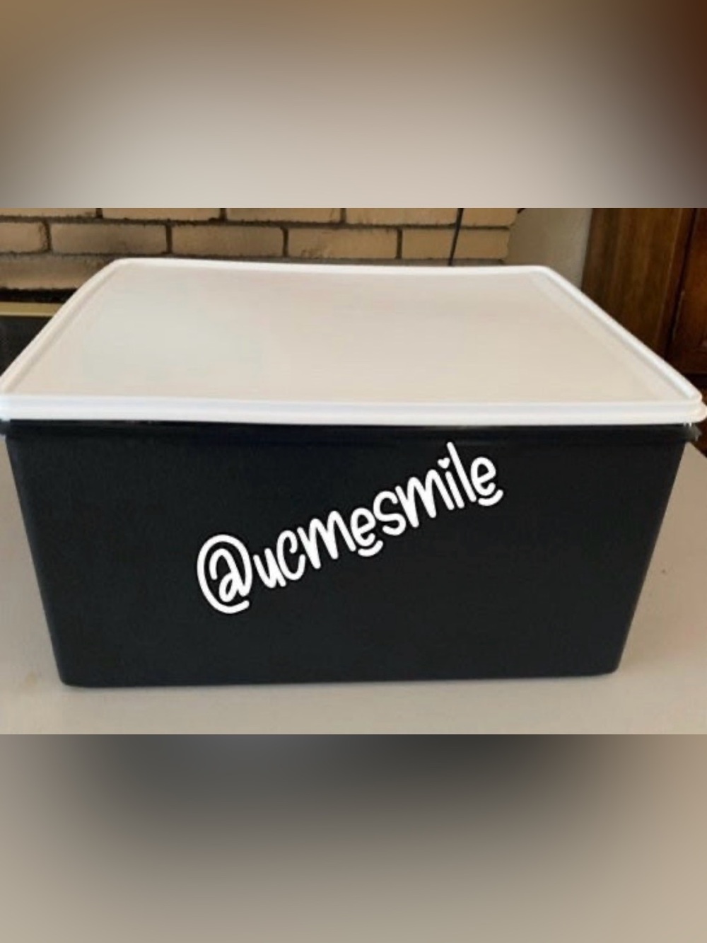 Tupperware Black w/White Seal Extra Jumbo Storage Rectangular Box